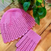 ست کلاه و دستکش قلاب بافی