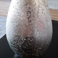 گلدان طلایی نقره ای پتینه برجسته / گلدان دکوری|صنایع دستی و سایر لوازم تزئینی|تبریز, |دیوار