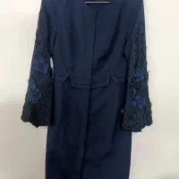 مانتوی مجلسی کارشده سورمه ای درحدنو