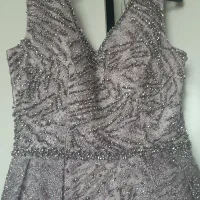 لباس مجلسی سنگ دوزی یاسی رنگ