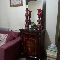 آینه و کنسول منبت کاری بادوتا شمع دان شاه عباسی