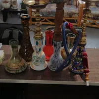 قلیان برنجی و چوبی و سایر تجهیزات