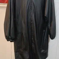 مانتو چرمی کلاه دار