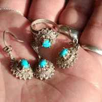 گردنبند نقره فیروزه و عقیق