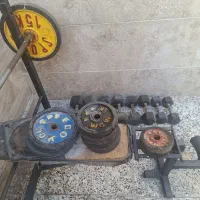دمبل شش ضلعی و وزنه و میل هالتر