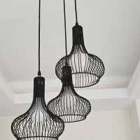 لوستر سه آویز فلزی مشکی|لوستر و چراغ آویز|قزوین, |دیوار