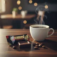 شکلات ۳ گرمی کنار قهوه(کافه) آب معدنی مینی