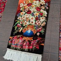 تابلو فرش دستباف گلدان بابونه با چله کشی پنبه ای|تابلو فرش|فسا, |دیوار