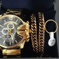 ساعت دیزل مردانه به همراه گردنبند و انگشتر ست