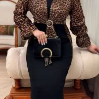 ست دوتیکه ماکسی وشومیزپلنگی پرفروش وقیمت مناسب