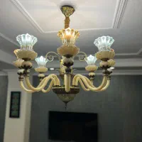 دو جفت لوستر ۸ شاخه ترکیب کریستال و برنج