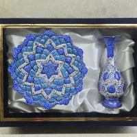ست بشقاب و گلدان میناکاری