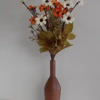 گل و گلدان دکوری/گلدان چوبی/گل مصنوعی