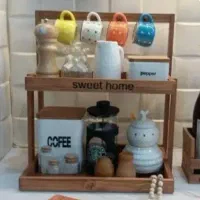 استند کاربردی نظم دهنده اشپزخانه دوطبقه چوبی|آبچکان و نظمدهنده ظروف|تربت جام, بیست متری منبع آب|دیوار