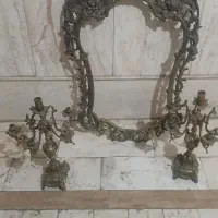 آینه و شمعدان برنجی قدیمی