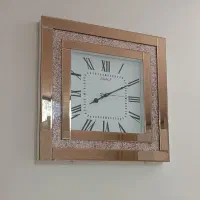 ساعت دیواری آینه ای رنگ رزگلد
