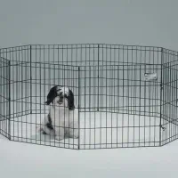 پارک فلزی سگ کوچولو بعلاوه سینی ادرار تقریبا نو