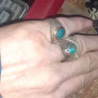 دوعددانگشترفیروزه قدیمی تقریبا۱۳چهارده گرم