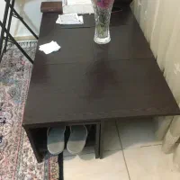 میز جلو مبلی پذیرایی مربعی چوب با عسلیاش