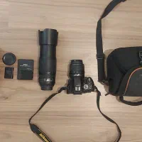 دوربین حرفه‌ای نیکون 5200 با لنز 300-70 و 55-18