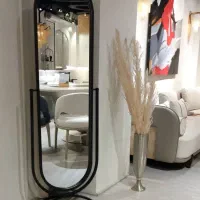 آیینه قدی ایستاده گردون چرخشی پایه دار استیل طلایی