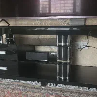 میز تلویزیون شیشه ای وچوب