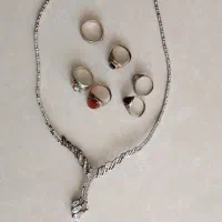 گردنبند و انگشتر نقره۵۴ گرم