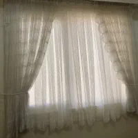 پرده اتاق خواب سفید طوسی نو نو