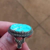 انگشتر نقره عقیق یمنی و فیروزه نیشابور