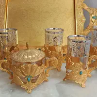 سرویس چای خوری فلزی طلای رنگ ثابت|ظروف سرو و پذیرایی|مشهد, توس فردوسی|دیوار