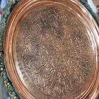 سینی مسی طرحدارکندکاری پهلوی قندان برنج قلم هخامنش|کلکسیون اشیاء عتیقه|زنجان, |دیوار