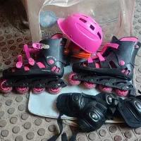 اسکیت با کلاه ایمنی و زانوبند و مانع و آرنج|دوچرخه، اسکیت، اسکوتر|رشت, نظری|دیوار