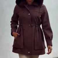 بارانی آستردار دخترانه سایز ۲ با شال موهر
