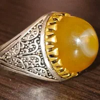 انگشتر انرژی بالا نقره  باباقوری یمنی عسلی اصل