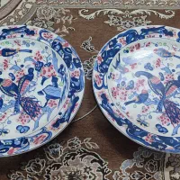 یک جفت قاب چینی قدیمی.گنجشکی وبستنی خوری قرمز|کلکسیون اشیاء عتیقه|برخوار, |دیوار