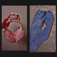 گوش گیر پشمی و شلوار جین نو اصلا استفاده نشده