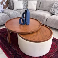 میز عسلی مدل پاف پارچه تدی کد ۸۰۰۰۹۰