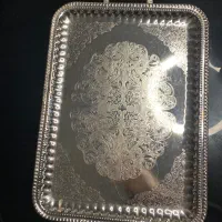 سینی نقره ای قلم زنی|ظروف سرو و پذیرایی|رشت, بلوار گیلان|دیوار