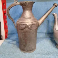 دو عدد آفتابه مسی قاجاری و قوری صحرایی روسی عتیقه|کلکسیون اشیاء عتیقه|تبریز, |دیوار