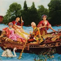 تابلو فرش دستبافت طرح قایق عشق