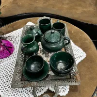 سرویس فنجان و قوری گلی