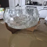 میوه خوری شیشه ای پایه چوبی طرح آبگز