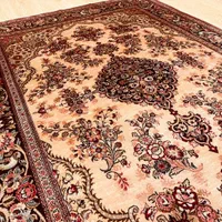 فرش دستی تمام ابریشم قم طرح گل امریکایی|فرش|تهران, سلسبیل جنوبی|دیوار