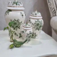 ست جار های سرامیکی طلا دار طرح شاپرک