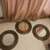 آینه گرد با قاب رزین پتینه کاری شده