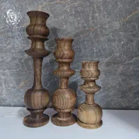 شمعدان ۳ عددی چوب گردو