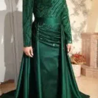 رنگ سبز جواهری دو دامنه ،پارچه کشی ،سایز ۳۸ تا ۴۴