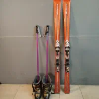 چوب اسکی برند nordica و باتوم و کفش