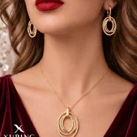 گوشواره و انگشنر ژوپینگ با آب کاری طلا|بدلیجات|تهران, بازار|دیوار