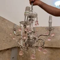 لوستر کرستالی جنس عالی با دو عدد دیوار کوب|لوستر و چراغ آویز|کرمان, |دیوار